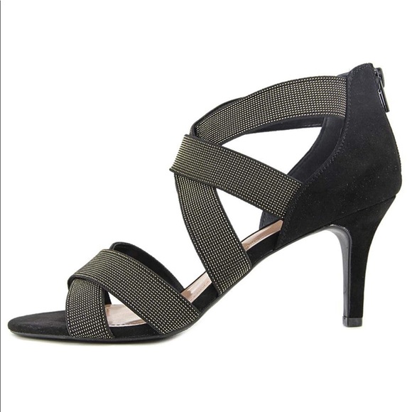 Black Elastic Strap Micro Studs High Heel Sandal - Picture 6 of 6